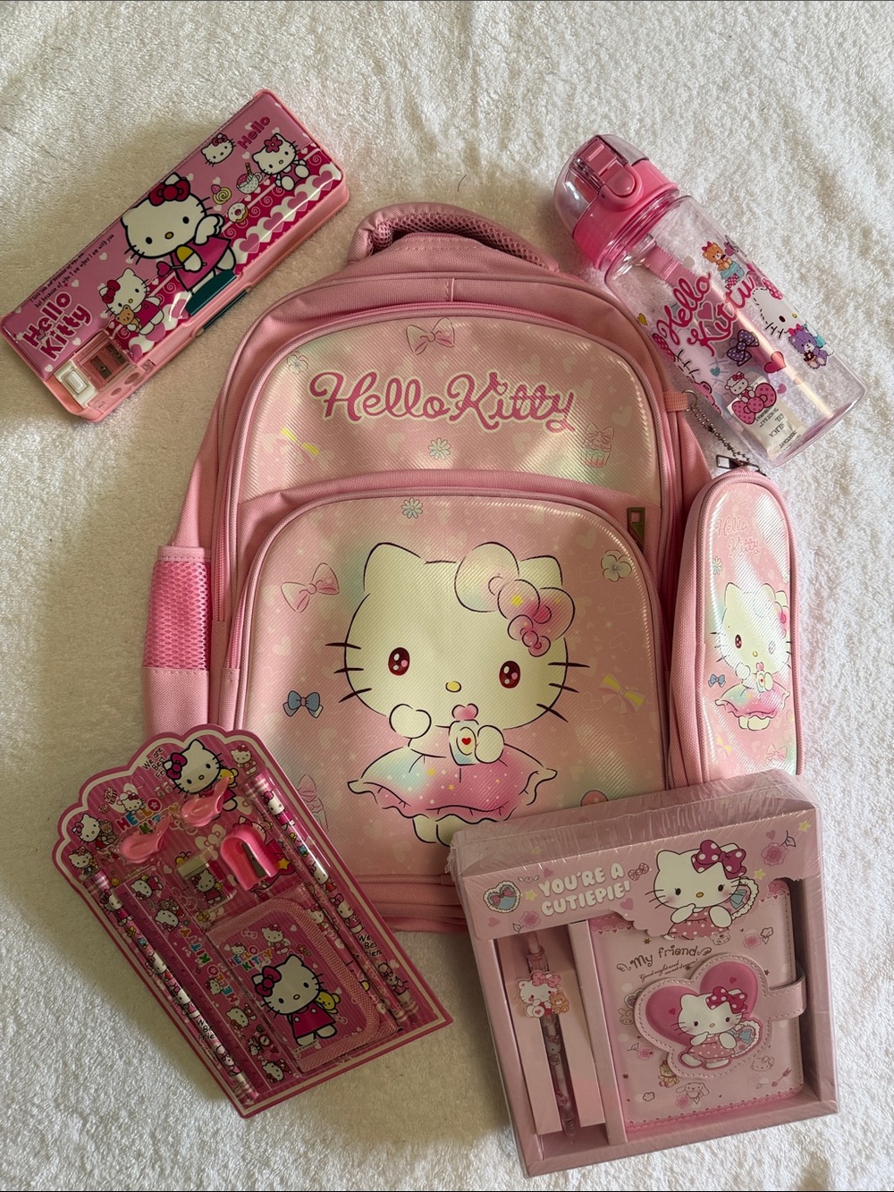 Hello Kitty Pink Backpack and Matching Pink Stationery Set